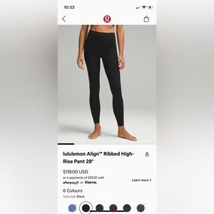 Lululemon ribbed align leggings size 6